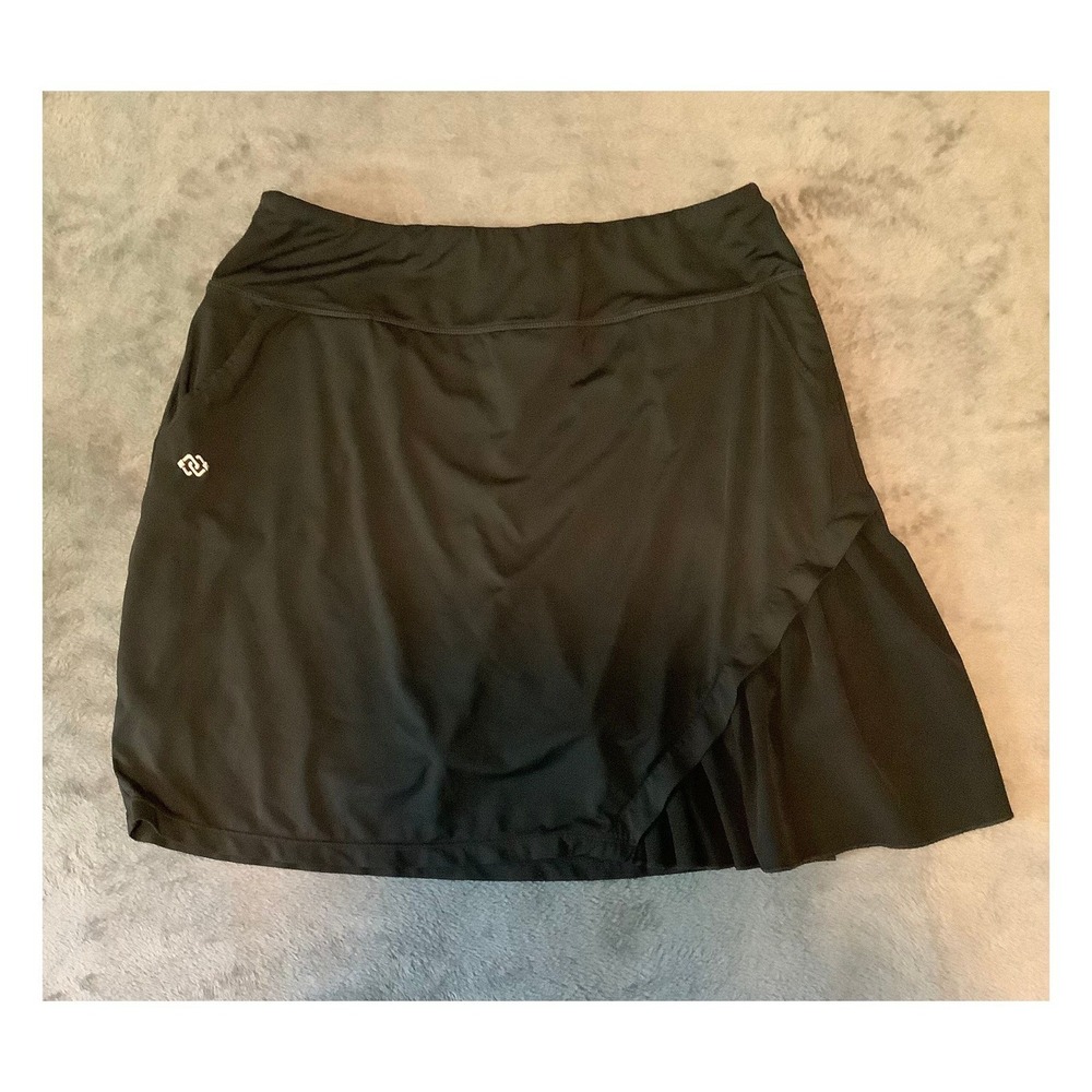MOFIZ Women's XL Black Pleated Golf Skort Pockets Knee Length UPF 50+ Activewear